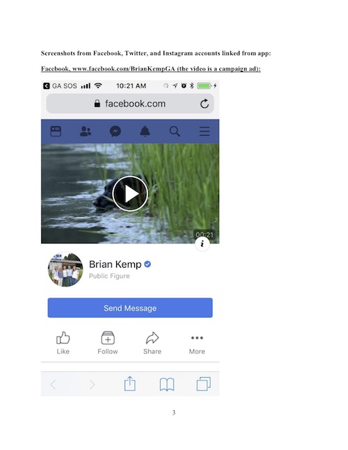 Brian Kemp's Facebook Campaign Page