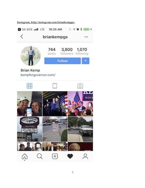 Brian Kemp's Instgram Campaign Page