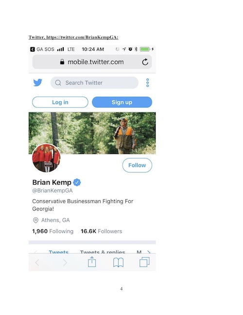 Brian Kemp's Twitter Campaign Page