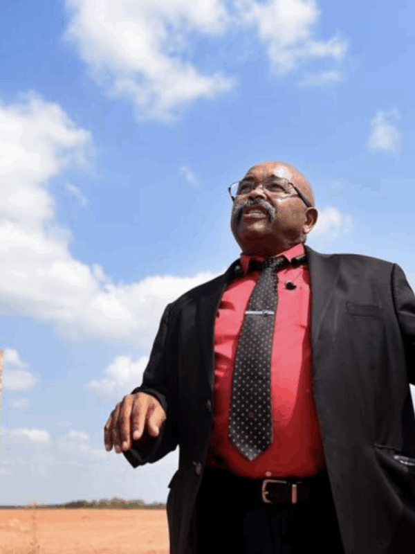 October 1, 2019 Americus - Mathis Kearse Wright Jr., who sued the Sumter County school board, stands on the grounds where the new Sumter County High School is being built. (Ryon Horne/RHORNE@AJC.COM)