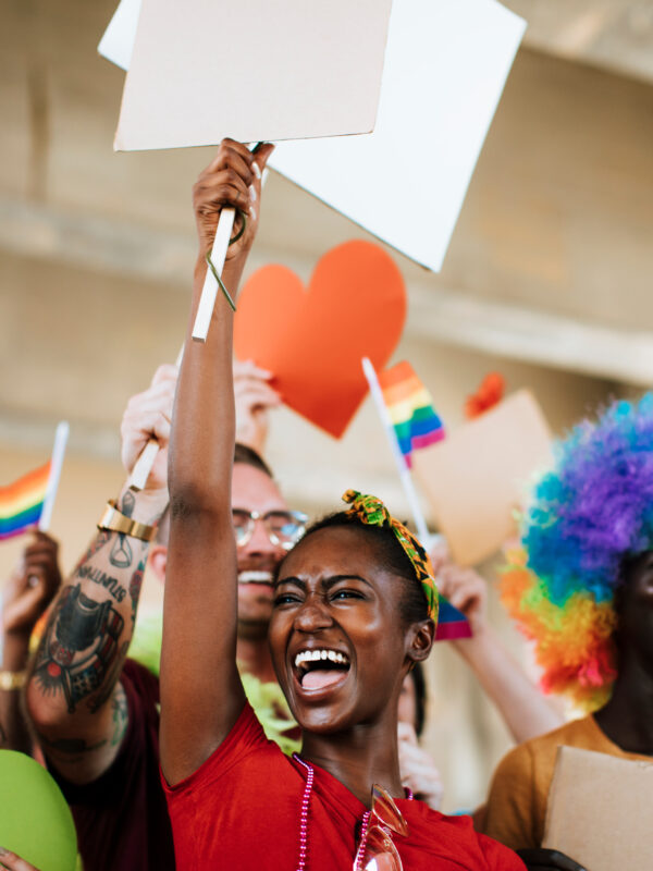 women holding signs