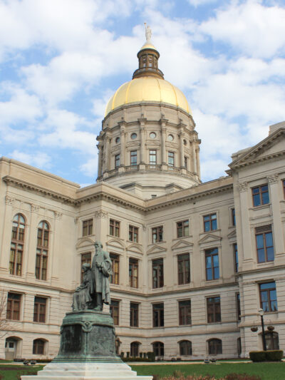 Photo of the Georgia State Capitol building during 2023 legislative session