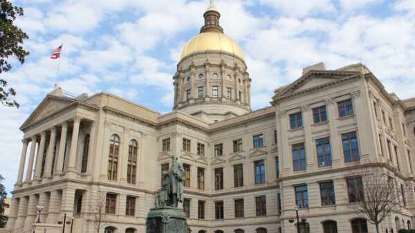 Photo of the Georgia State Capitol building during 2023 legislative session