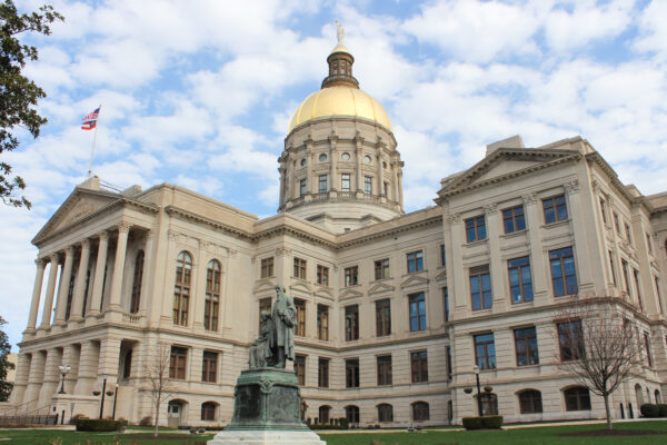 Photo of the Georgia State Capitol building during 2023 legislative session