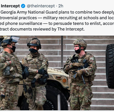 Teaser image from social media for The Intercept article on geofencing in Georgia