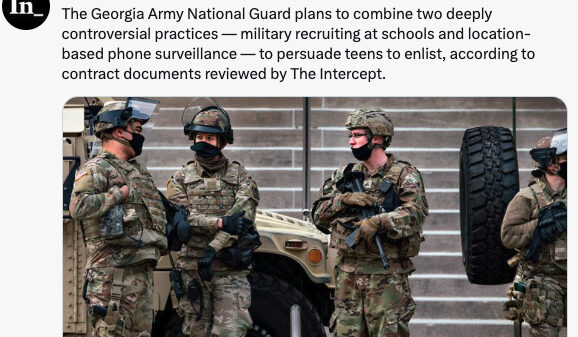Teaser image from social media for The Intercept article on geofencing in Georgia
