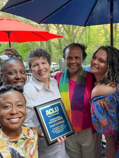 Outstand volunteer award recipient Janis LeMieux with ACLU of Georgia staff