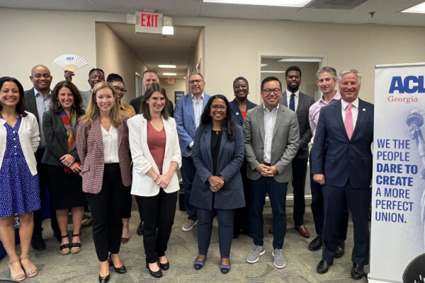 Leadership Atlanta Class of 2024 group photo at ACLU of Ga offices