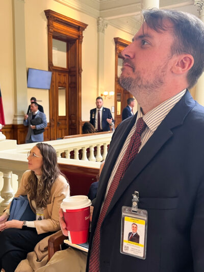 ACLU of Georgia staff watching the Georgia Legislature vote on SB 63