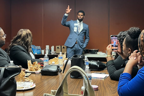 Chris Bruce speaking during Urban League Young Professionals Lobby Day 2024