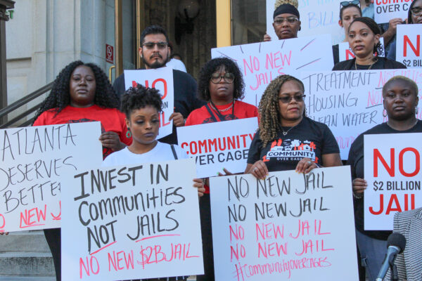 Fulton Jail press conference signs
