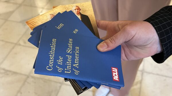 Several pocket-sized US constitutions at Lobby Day 2024