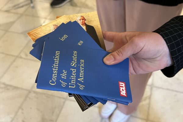 Several pocket-sized US constitutions at Lobby Day 2024