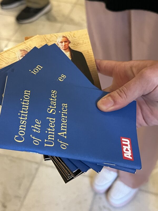 Several pocket-sized US constitutions at Lobby Day 2024