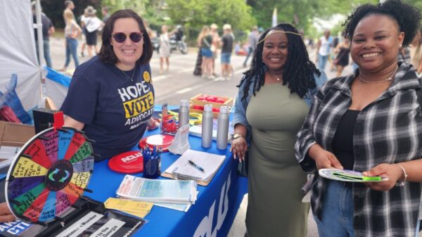 ACLU Georgia volunteersand supporters  smiling at a festival