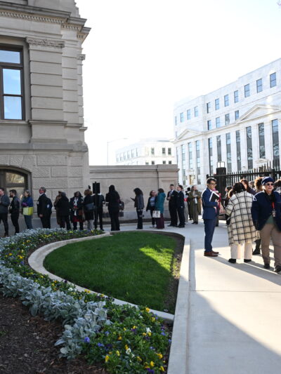 Georgians lined up outside of the state Capitol on the first day of the 2026 legislative session.