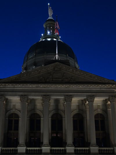 Early morning picture of Georgia State Capitol 2026.