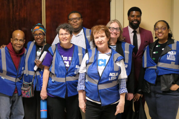 Group of ACLU of Georgia supporters and staff pictured at the Georgia State Capitol on Crossover Day 2026.