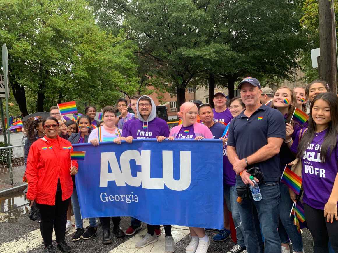 The ACLU of Georgia marching in the Atlanta Pride Parade in 2019