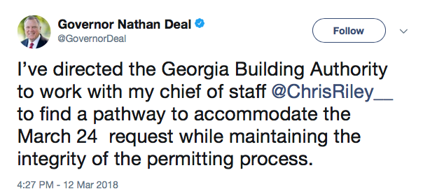 Gov Deal Tweet Regarding the Student Rally at Liberty Plaza