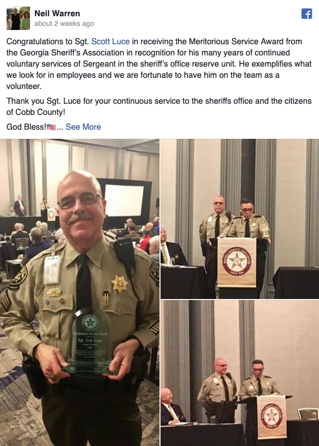 Cobb County Sheriff Neil Warren Facebook Screenshot