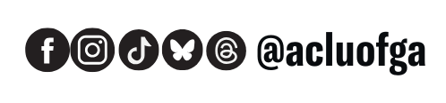 logos for facebook, instagram, tiktok, bluesky and threads @acluofga