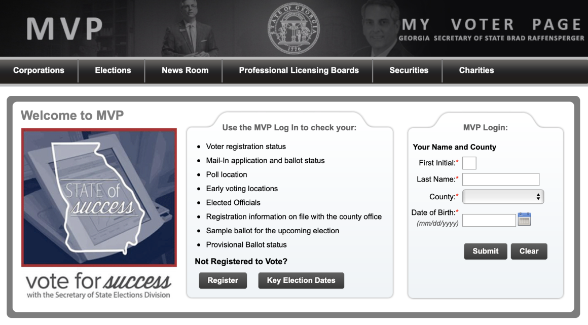 Secretary of State My Voter Page