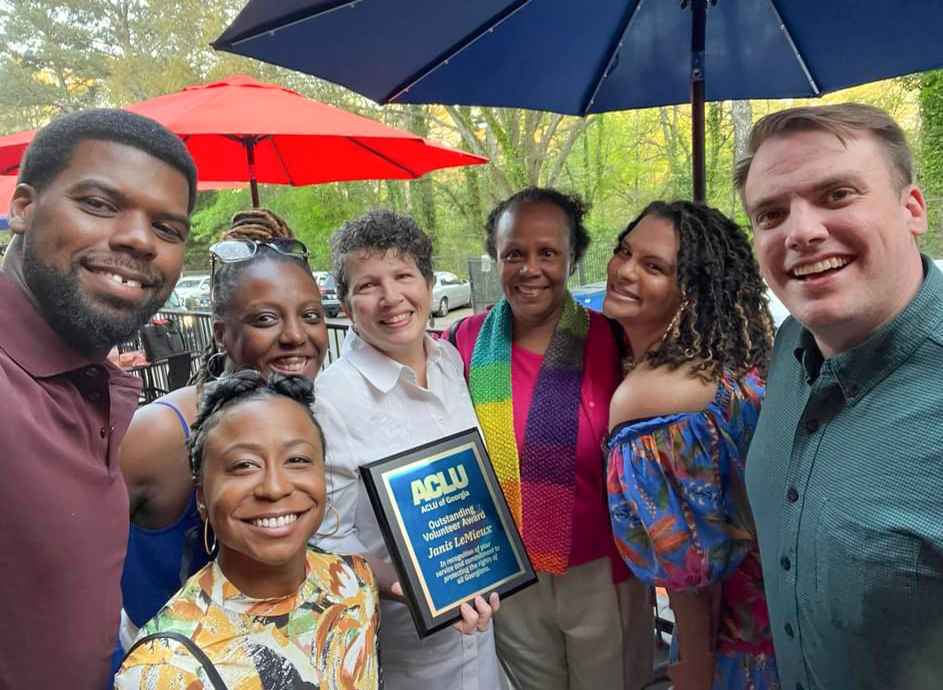 Outstand volunteer award recipient Janis LeMieux with ACLU of Georgia staff