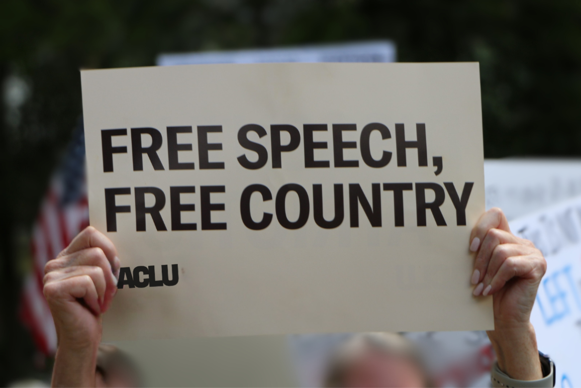 Free speech free country sign 