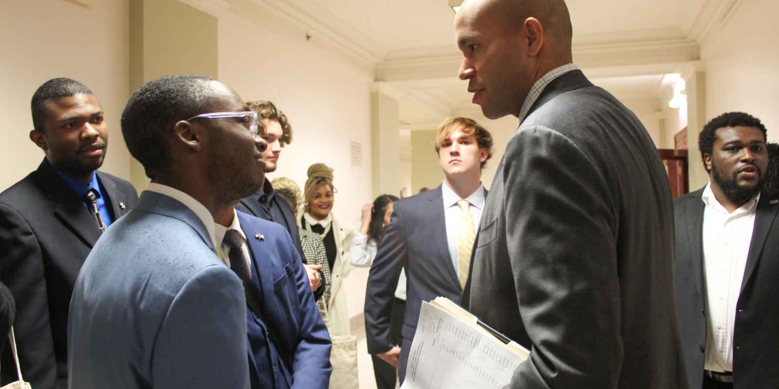 College students speaking with a Georgia legislator on student lobby day 2023