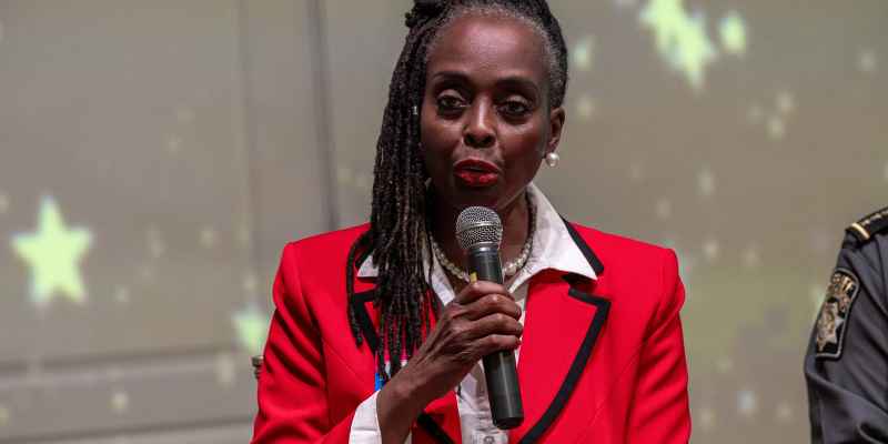 candidate talking in microphone