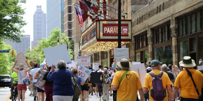 Marchers near Fox Theatre in Atlanta 