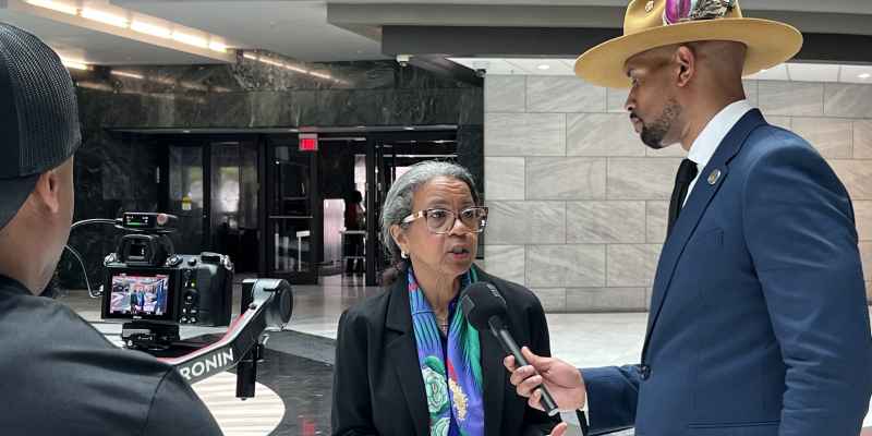Andrea Young being interviewed during Law Day 2025