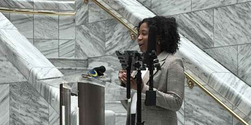 Sarah Hunt-Blackwell speaking during Law Day 2025