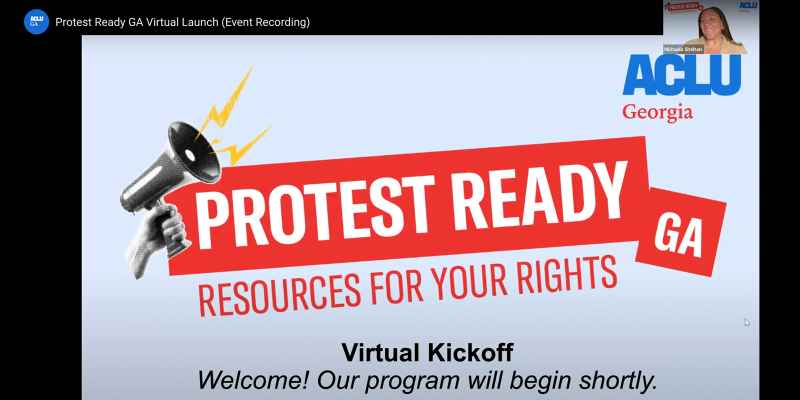 Intro slide from Protest Ready GA launch