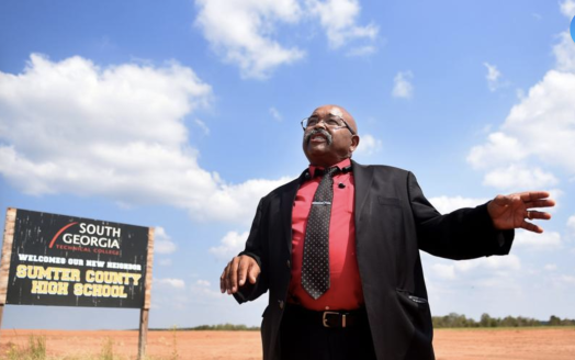 October 1, 2019 Americus - Mathis Kearse Wright Jr., who sued the Sumter County school board, stands on the grounds where the new Sumter County High School is being built. (Ryon Horne/RHORNE@AJC.COM)