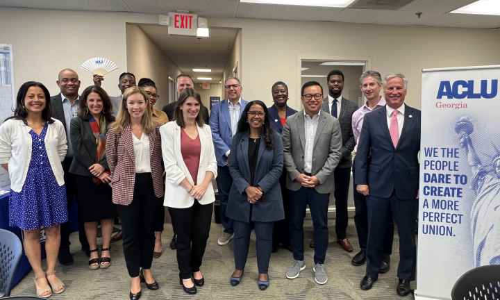 Leadership Atlanta Class of 2024 group photo at ACLU of Ga offices