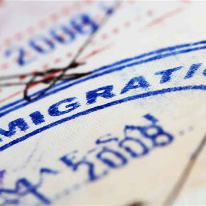 Close up picture of an immigration visa
