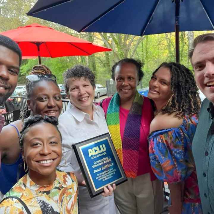 Outstand volunteer award recipient Janis LeMieux with ACLU of Georgia staff