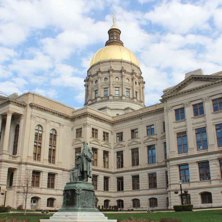 Photo of the Georgia State Capitol building during 2023 legislative session