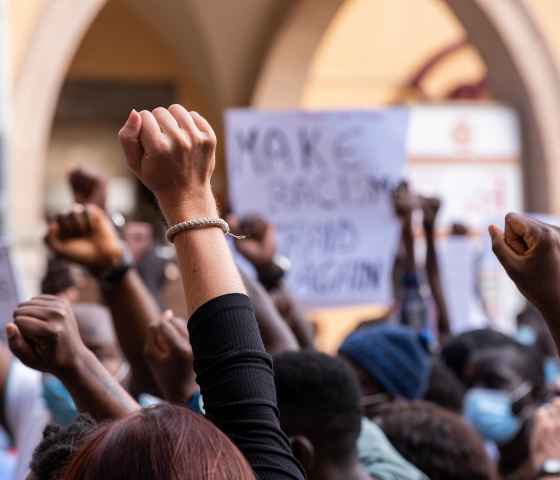 fists in air from protest