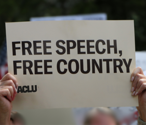 Free speech free country sign 